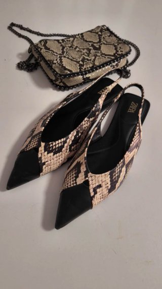 Zapatos bailarina Zara T.41 y bolso serpiente