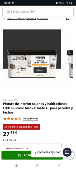 Pintura Mate Negra Interior 4L
