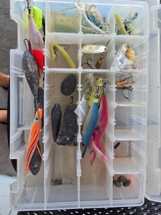 Lote señuelos pesca y caja