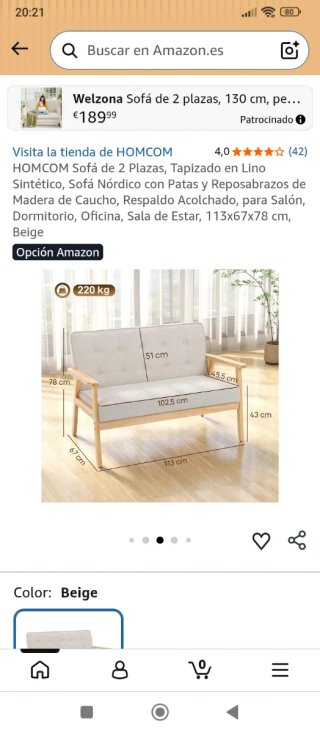 Sofá pequeño Homcom Gris 113cm dormitorio