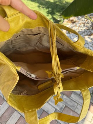 Borsa Pelle Giallo Senape Shopper Tote