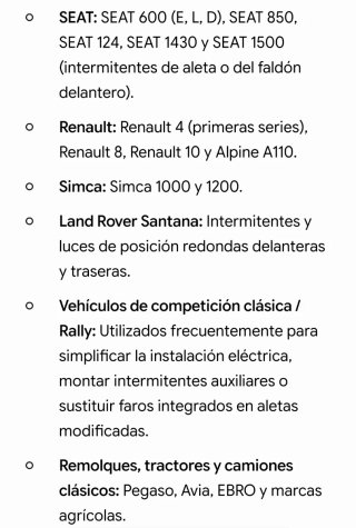 Faros y pilotos coches clásicos