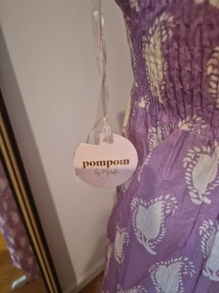 Vestido largo verano morado y blanco