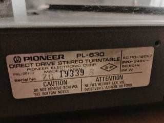 Giradischi Pioneer PL-630 Quartz PLL