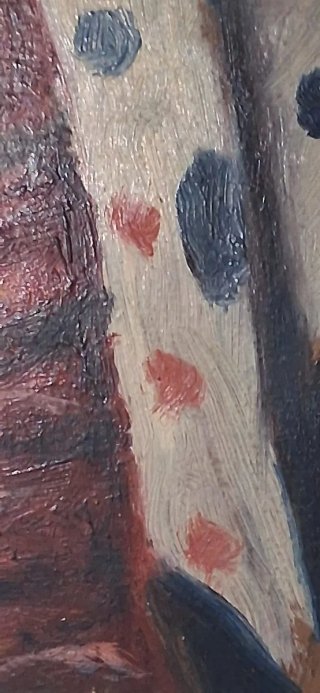 Pintura óleo antigua en cartón Marco en oro