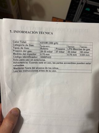 Barbacoa Gas 2 Quemadores 4.9 kW
