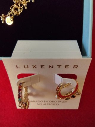 Pendientes y collar Luxsenter oro multicolor