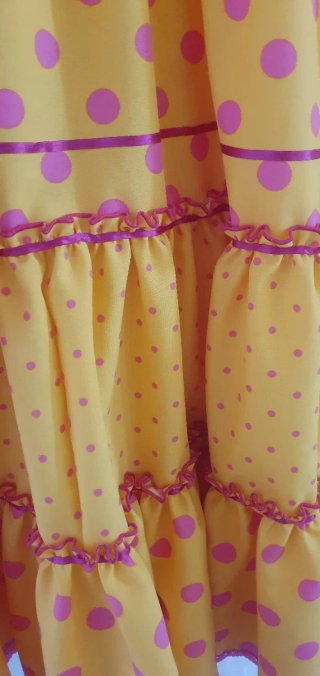 Trajes flamenca niña amarillos lunares