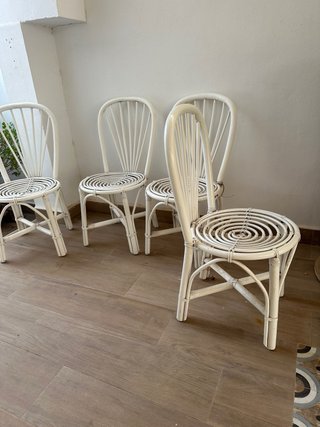 4 Sillas Mimbre Blancas