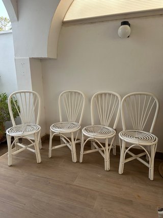 4 Sillas Mimbre Blancas