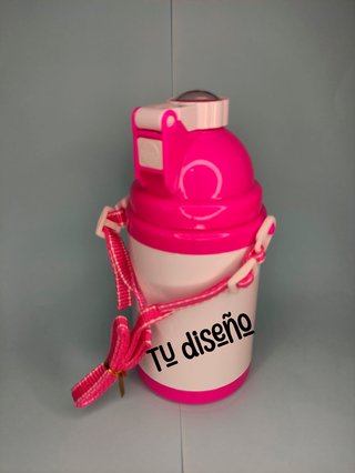 Botella cantimplora infantil rosa personalizable