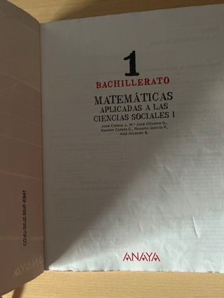 Matemáticas aplicadas a las Ciencias Sociales I...