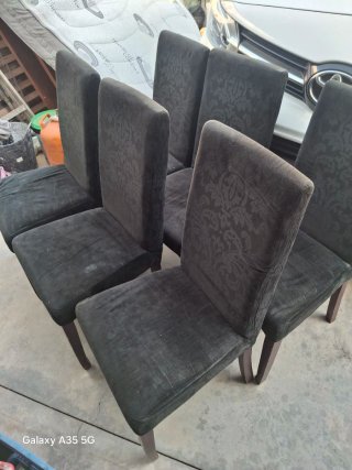 Conjunto 6 Sillas Comedor Terciopelo Negro