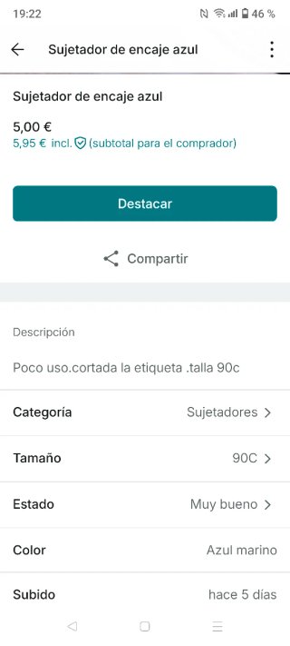 Sujetador azul de encaje