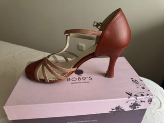 Zapatos Bobo's Tacón Carrete 8cm Rojo/Beige