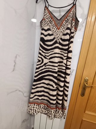 Vestido animal print beige y marrón