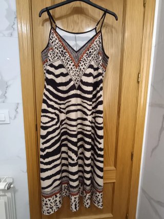Vestido animal print beige y marrón