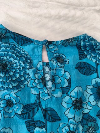 Vestido Azul Flores Talla S