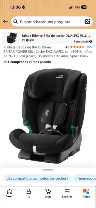 Silla Coche Britax Römer Negra
