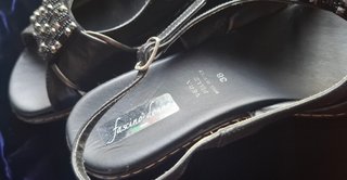 Sandali Fascino Donna Pelle Neri Tg 38 Made in Ita