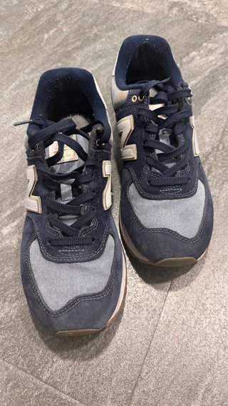 Zapatillas New Balance 574 Tela Vaquera Azul Blnco