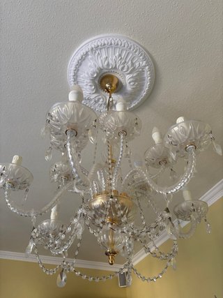 Lámpara araña cristal vintage dorada