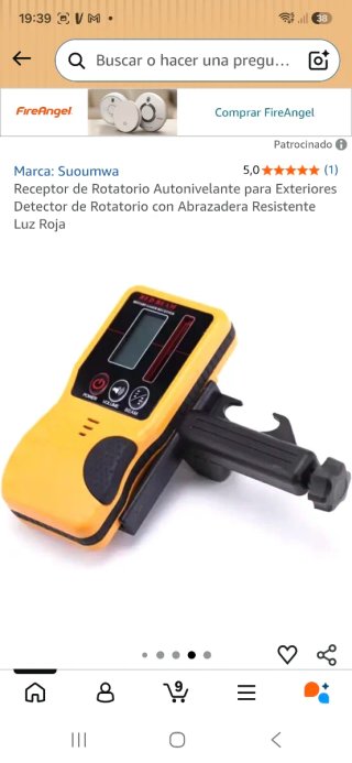Receptor de nivel láser giratorio.
