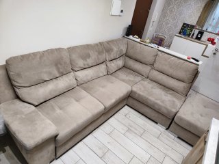 Divano letto beige in tessuto