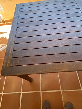 Mesa y 4 sillones multiposicion en madera de teca