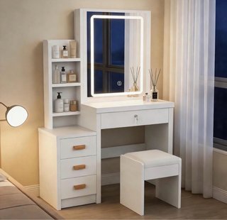 Tocador de Maquillaje con luz Led y taburete