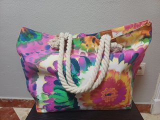 Bolsa de playa multicolor con monedero