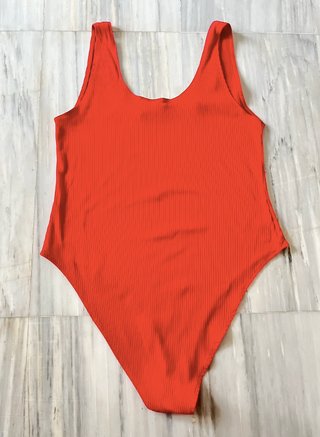 Body rojo canalé de tirantes H&M
