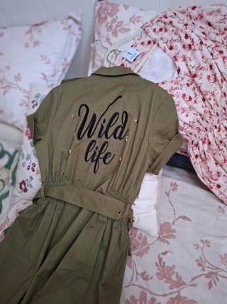 Vestido camisero verde militar Minueto