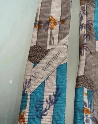 Corbata rayas/palmeras vintage seda de Valentino