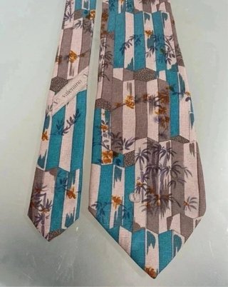 Corbata rayas/palmeras vintage seda de Valentino