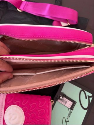 Bolso y monedero Axel rosa y blanco