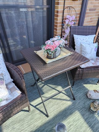 Conjunto 2 butacas ratán y mesa jardín