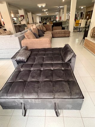 Sofá Cama 2 Plazas Negro Terciopelo