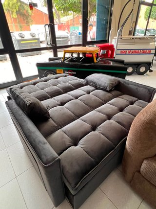 Sofá Cama 2 Plazas Negro Terciopelo