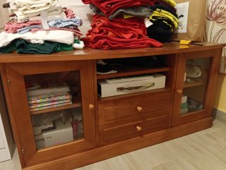 Mueble TV madera y cristal