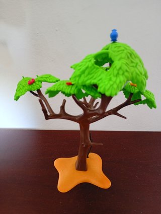 Arbol Playmobil con flores y pájaro