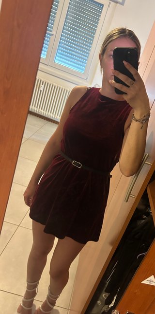 Vestito corto velluto bordeaux