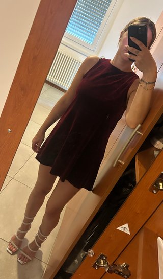 Vestito corto velluto bordeaux