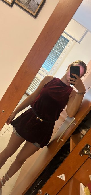 Vestito corto velluto bordeaux