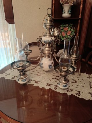 Lámpara de porcelana vintage años 70