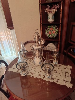 Lámpara de porcelana vintage años 70