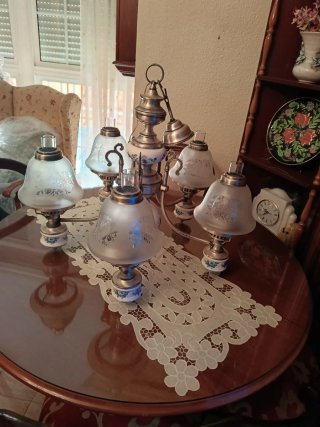 Lámpara de porcelana vintage años 70