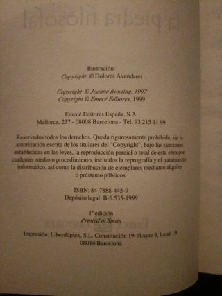 Harry Potter la Piedra Filosofal Emece 1a Edición