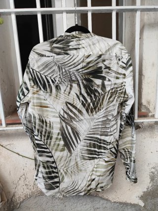 Camisa Zara Hojas Verde Talla L