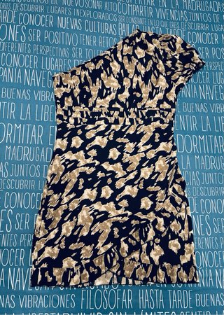 Vestido Asimétrico Ajustado Abstracto L 40 Shein